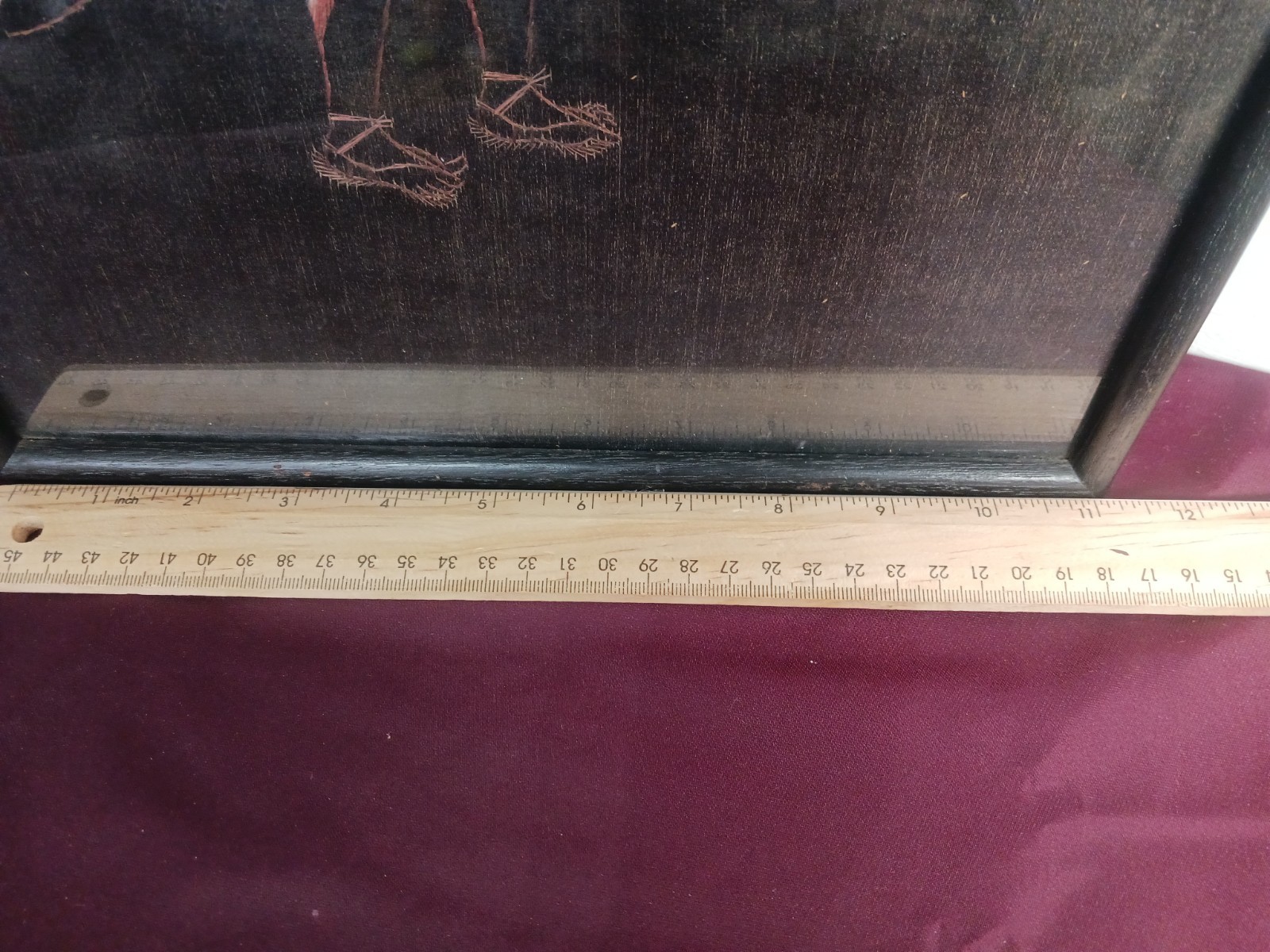 Framed Silk Embroidery Art Asian Man Pulling Cart Stitched Oriental Decor
