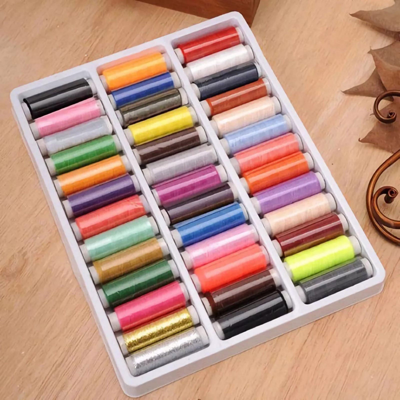 New 39Pcs Colored Sewing Thread Set Rainbow Colors Sewing Thread For DIY Sewing