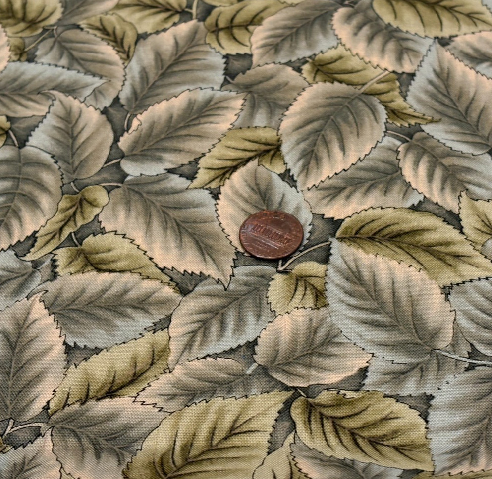 Tonal Blues & Greens * Packed Leaves * 100% Cotton * 8″ x 22″* Unbranded Remnant