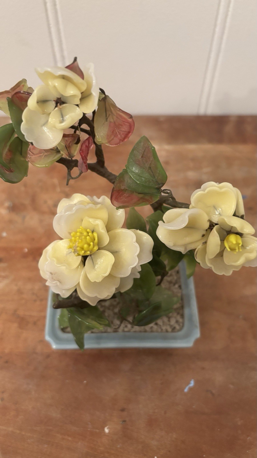 Vintage Made In Japan Glass Bonsai Tree In Bloom