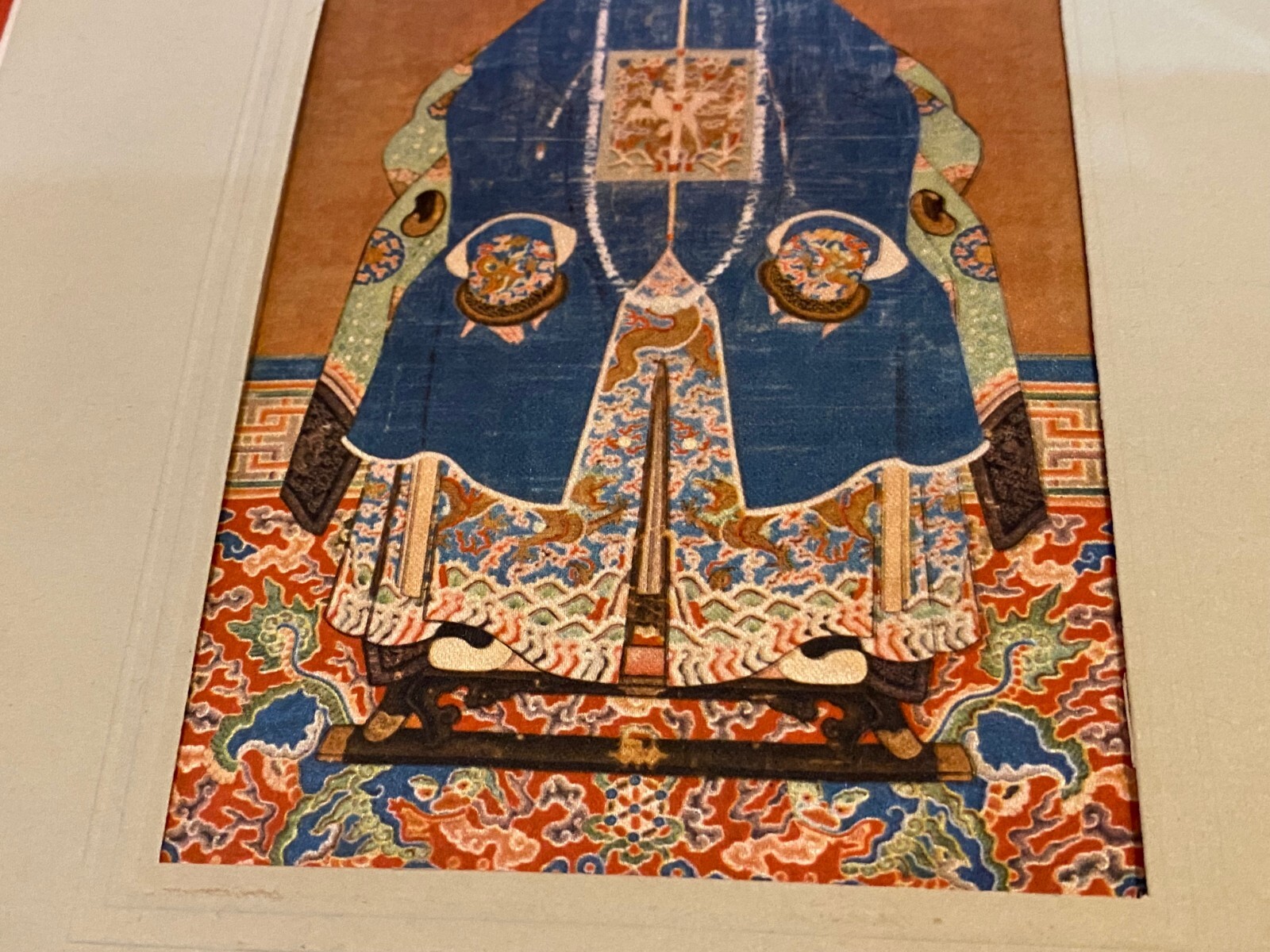 CHINESE SILK EMBRODERY QING DYNASTY PORTRAIT OF MANDARIN MADE IN ITALY 16X11 CM