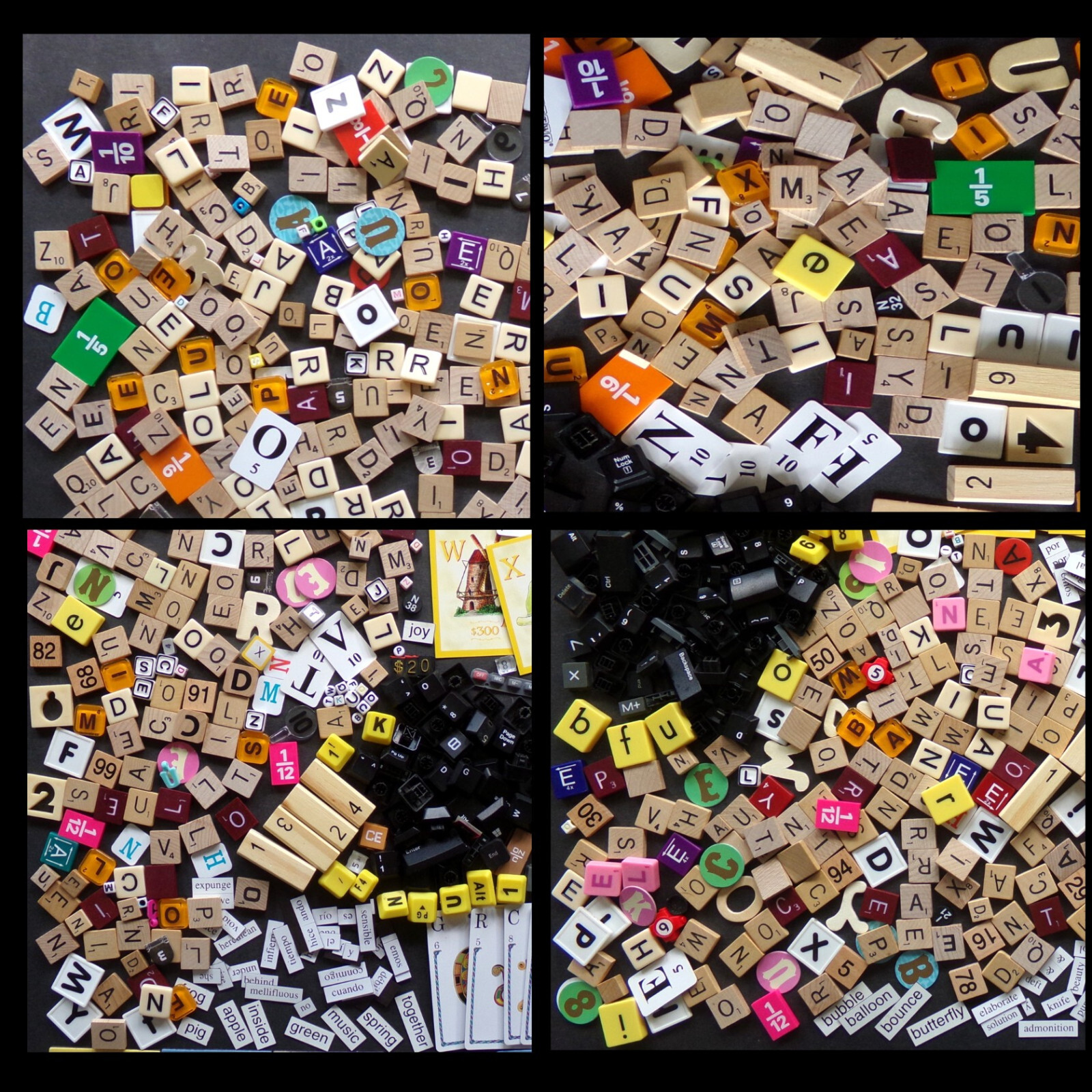 ART SUPPLIES: Scrabble Tile ABC Letter Number Word Collage Craft 1 LB RANDOM LOT