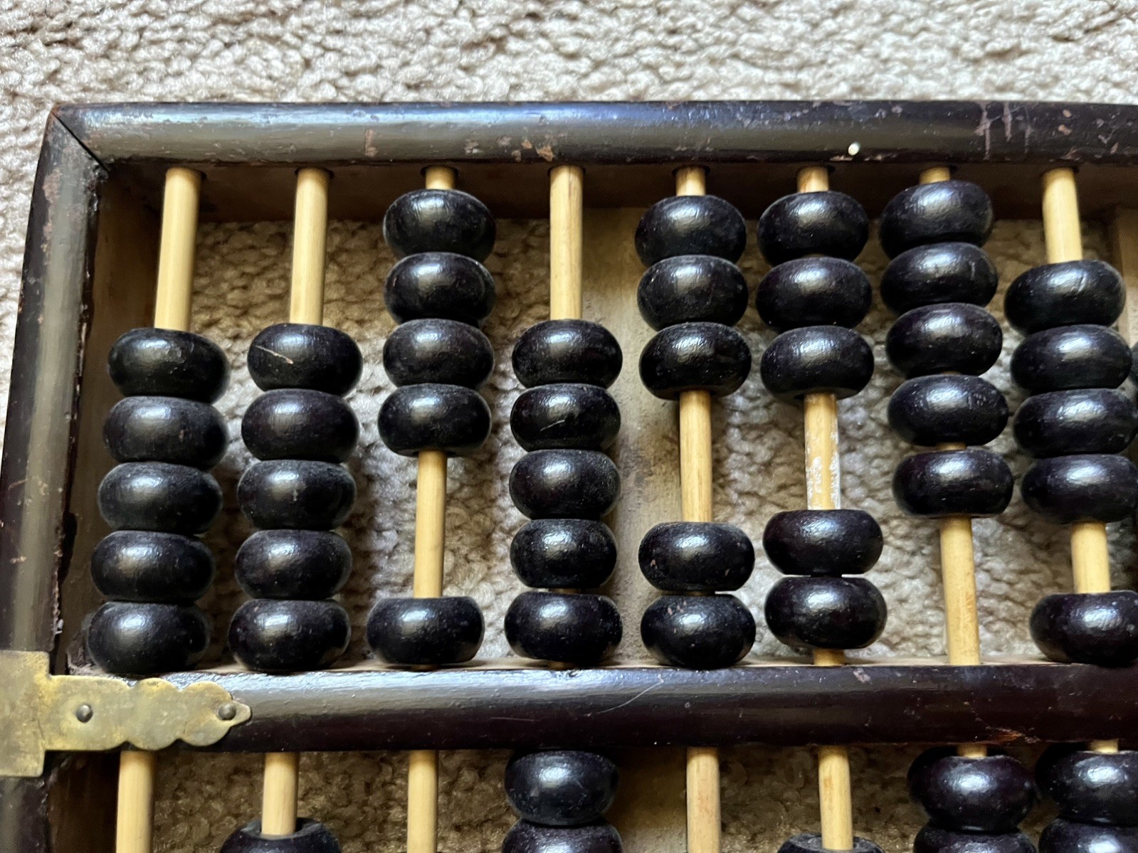 Rare Vintage Lotus Flower Brand Chinese Huanghuali Wood Abacus 13 Rod 91 Bead