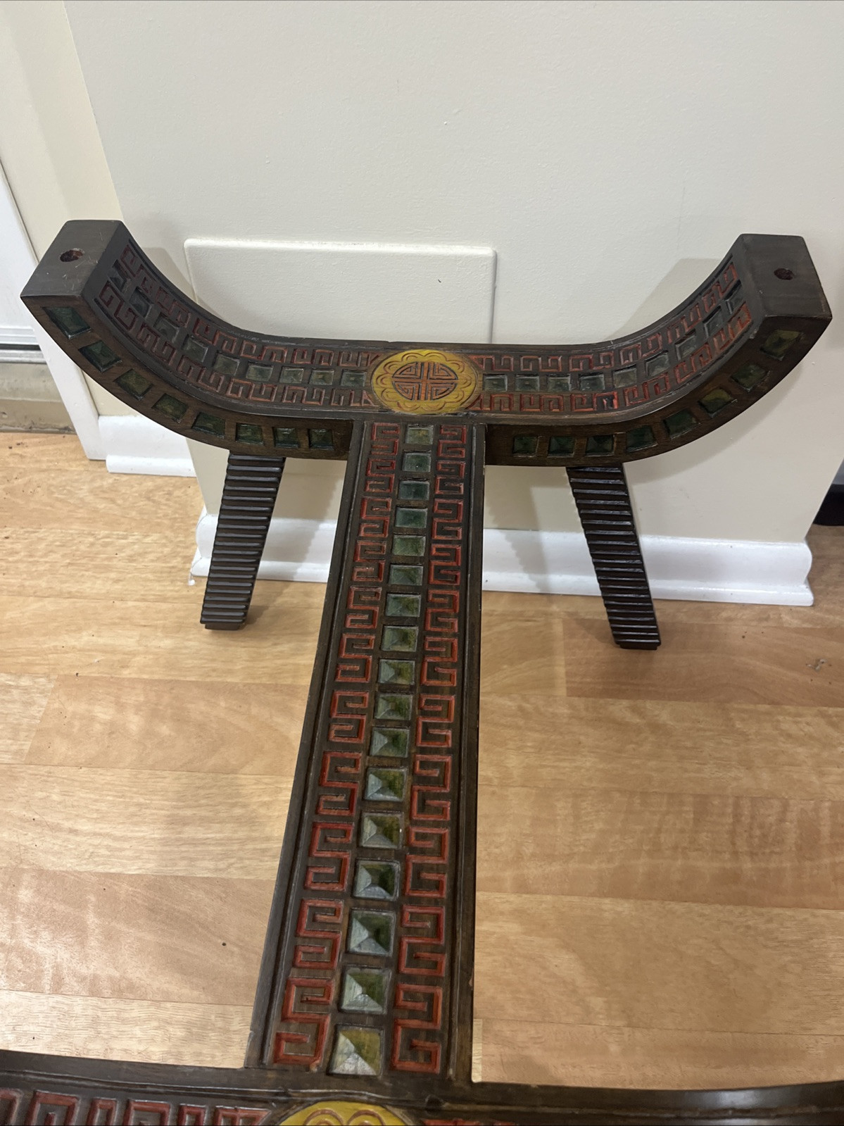 Unique Chinese Asian Carved Wood Coffee Table / Side Table Without The Glass VTG