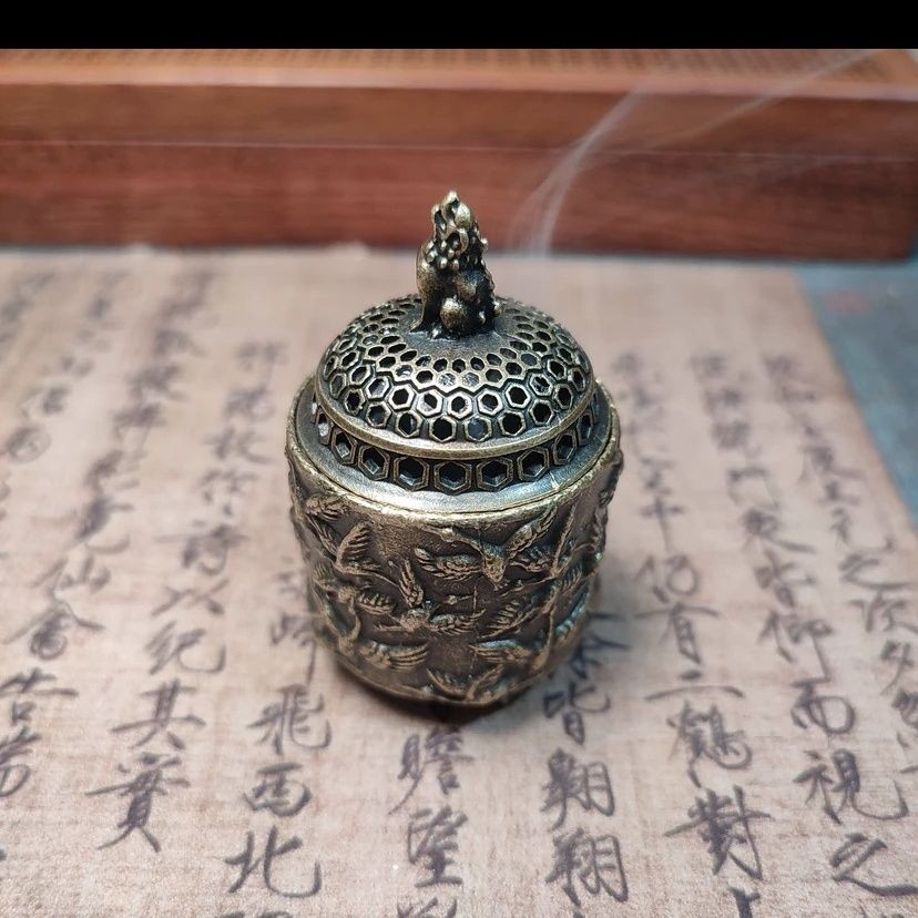 Bronze Alloy Crane Incense Burner Vintage Antique Style Censer Desktop Decor