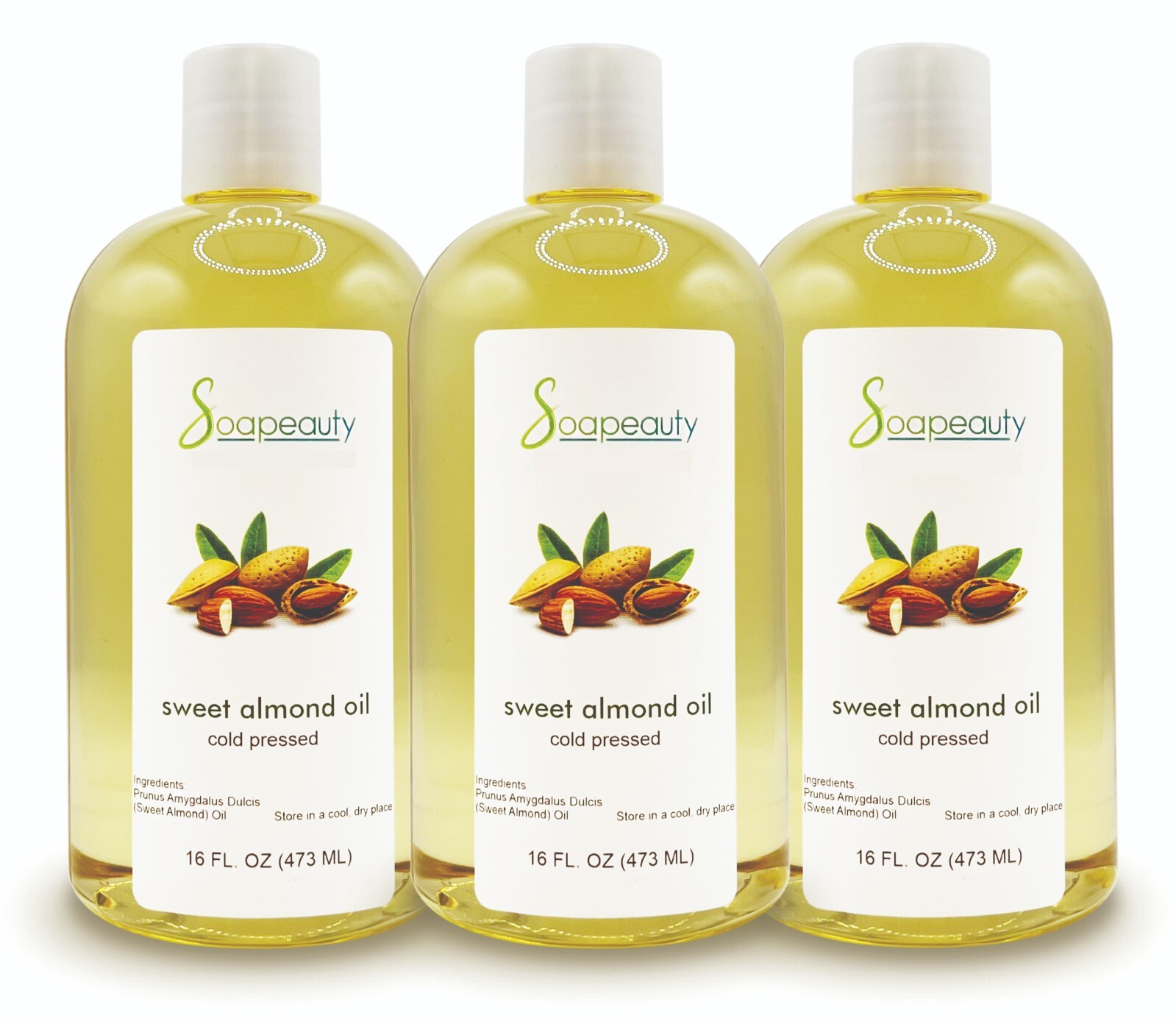 SWEET ALMOND OIL NATURAL CARRIER COLD PRESSED REFINED 100% PURE 48 OZ(3 X 16 OZ)