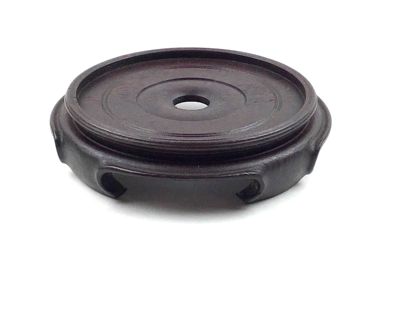 Rosewood Display Stand Hand Carved Round Asian Pedestal Bonsai Teapot Vase Base