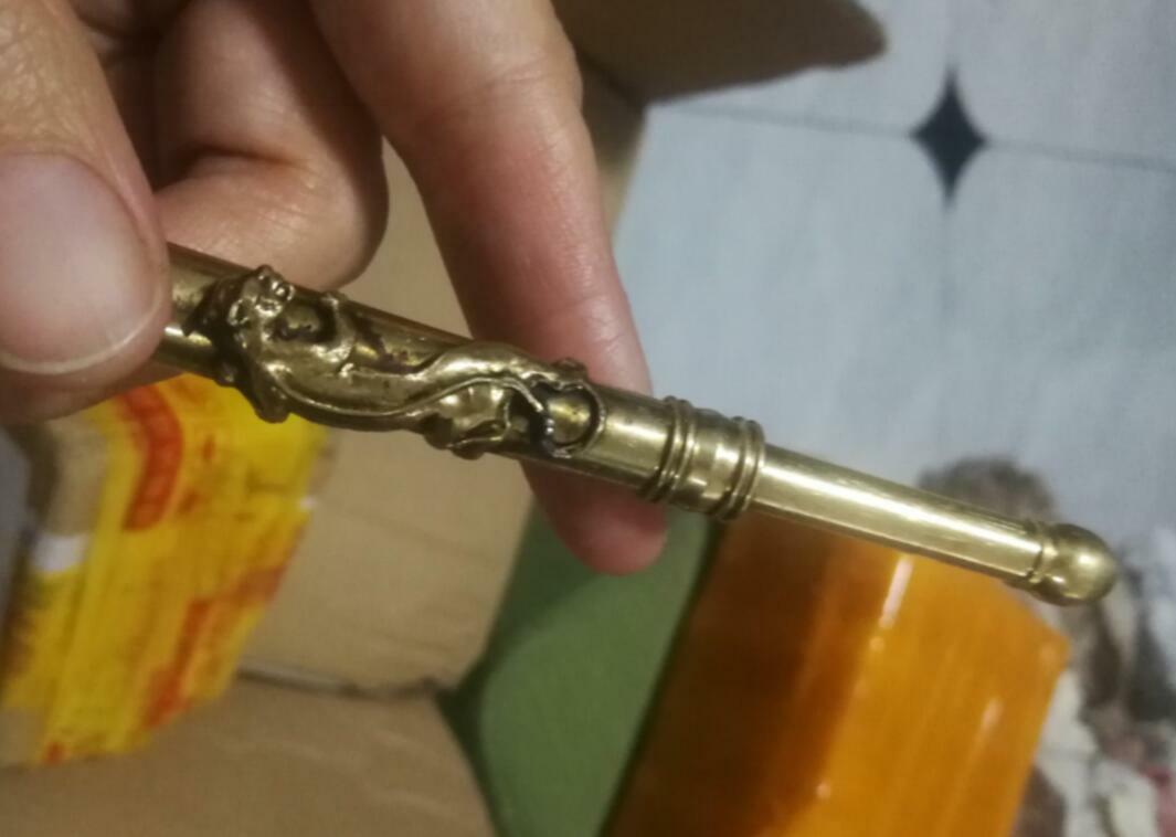 Tibet Silver Dragon Head Tobacco Rod Pipe Smoking Statue Hand-made Separation