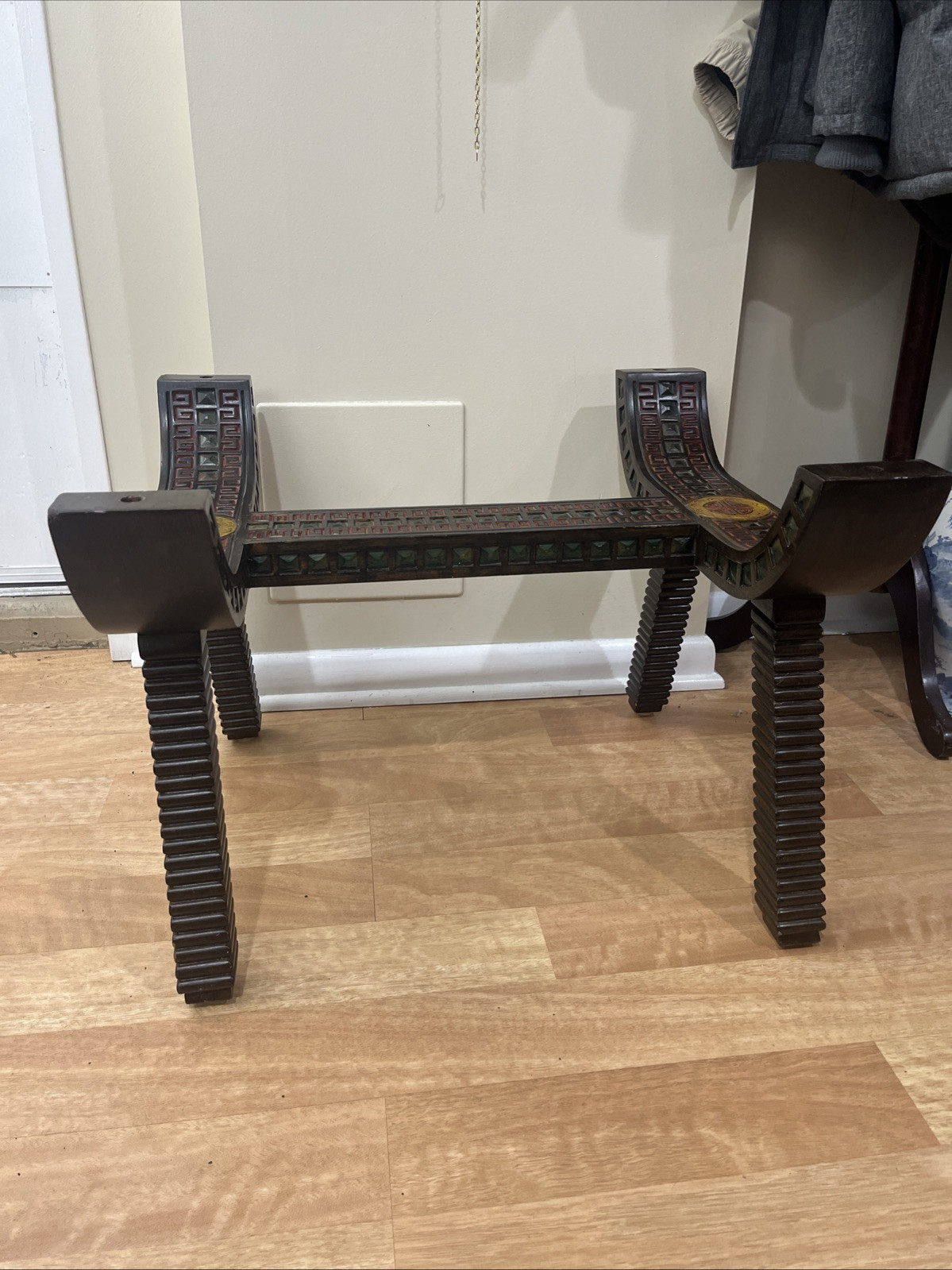 Unique Chinese Asian Carved Wood Coffee Table / Side Table Without The Glass VTG