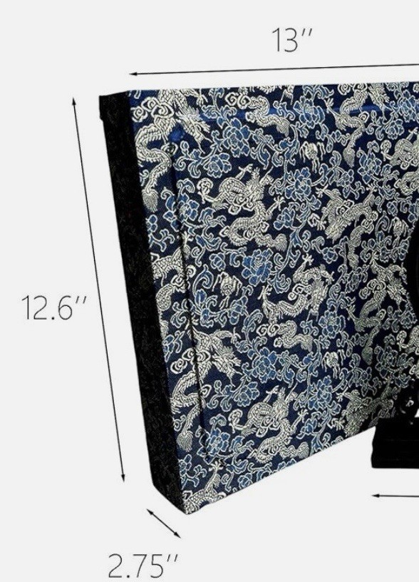 Chinese Brocade Fabric Case Box Replacement Blue Dragon Empty