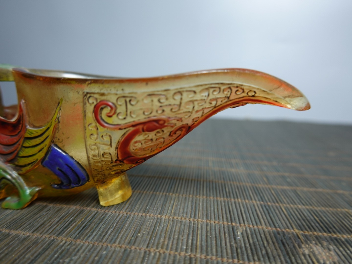 6.3″ Collect China Coloured Glaze Painted Phoenix-shaped Gong Wine Vessel Cup