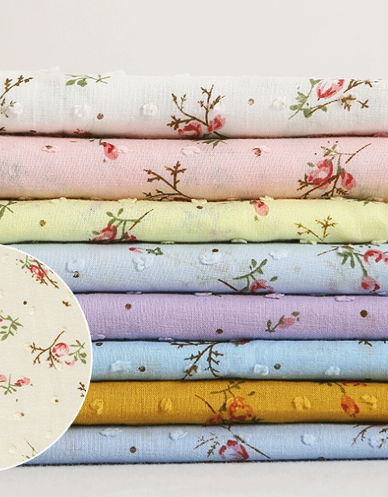 1Yard*145cm Polka Dot Jacquard Cotton Gauze Fabric Thin Floral Cotton