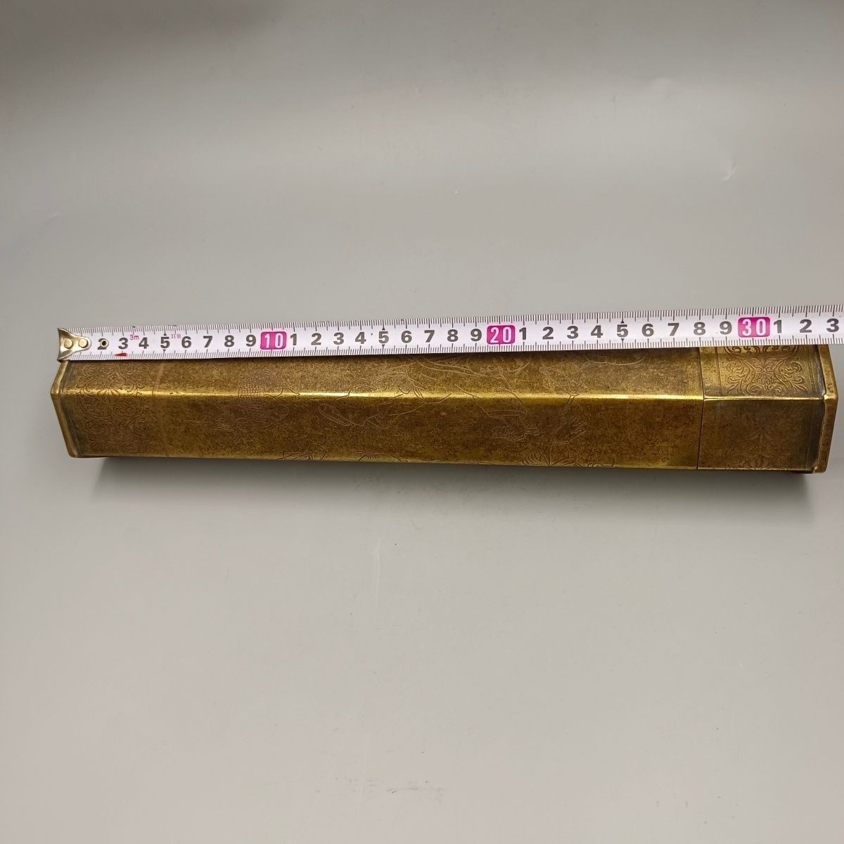 Pure Brass Hexagonal Incense Tube 33cm Five Blessings Vintage Copper Decor