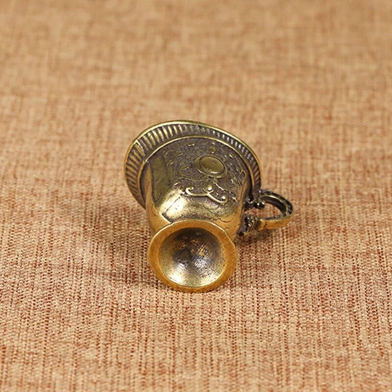Small Copperware Buddha Tea Set Copper Teacup Brass Keychain Pendant Decoration