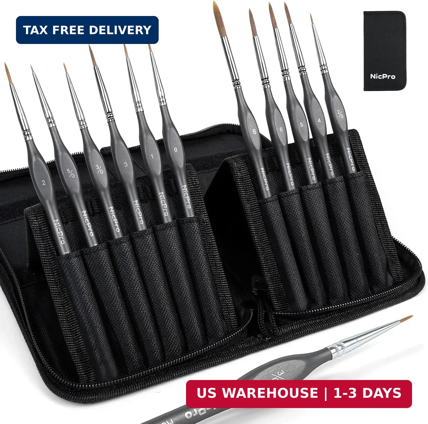 Nicpro Kolinsky Sable Miniature Paint Brushes, 11PCS Fine Detail Paint Brushes f
