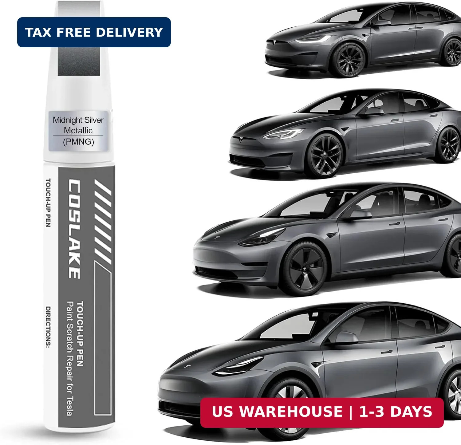 Touch Up Paint Kit Pmng Midnight Silver Metallic for Tesla Model Y 3 S X Repair
