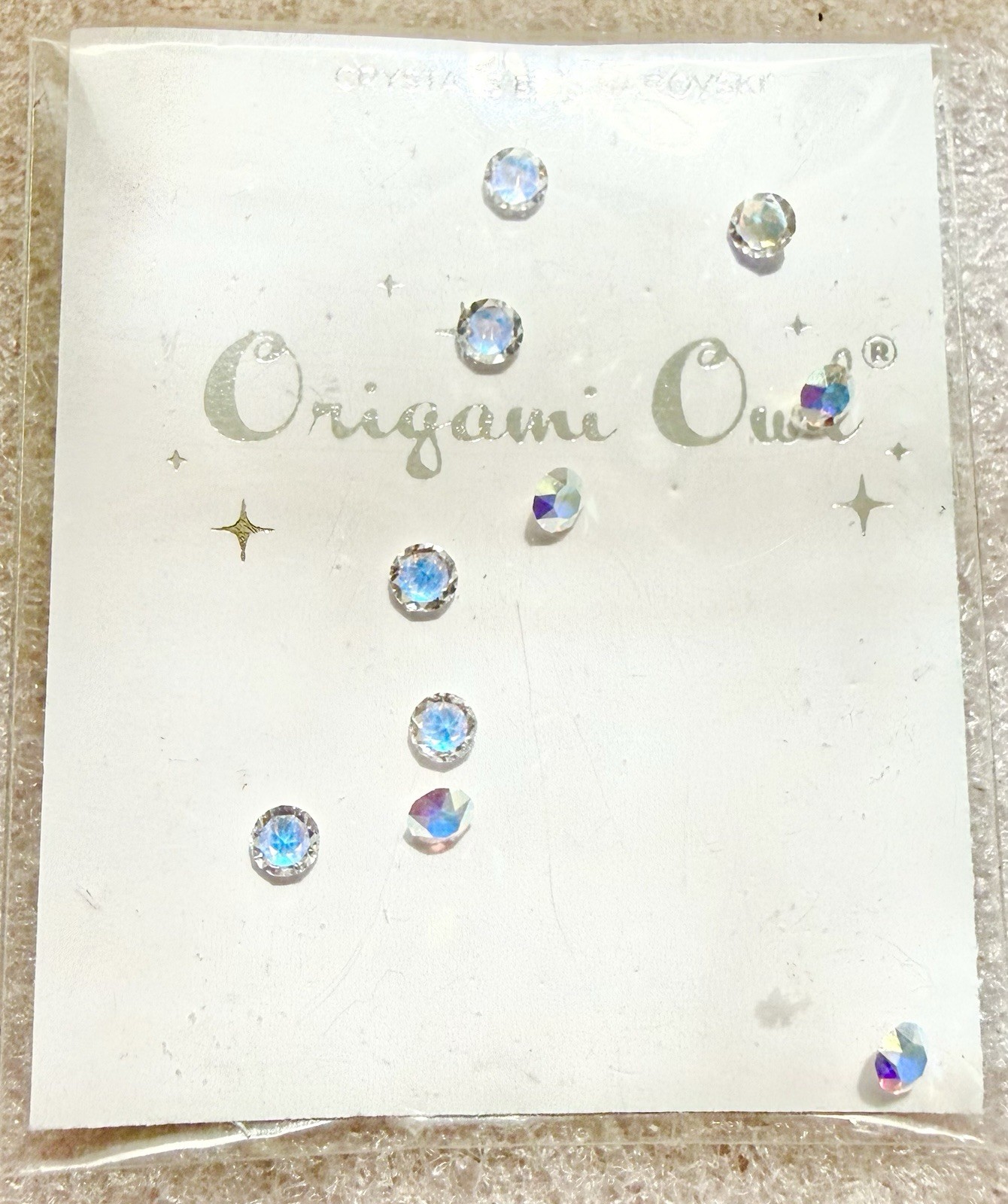 New In Package SWAROVSKI Origami Owl Aurora Borealis Crystal 10 Pack