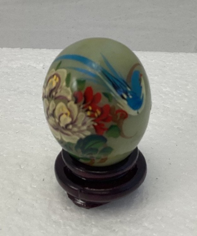 Set of 10 Hand Painted Asian Jade Eggs w/stands Pandas Birds Flowers Great Wall