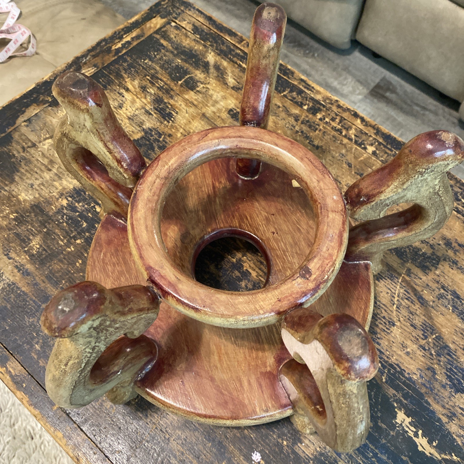 Vintage Large Wooden 5 Legged Plant/ Fish Bowl Stand Pedestal