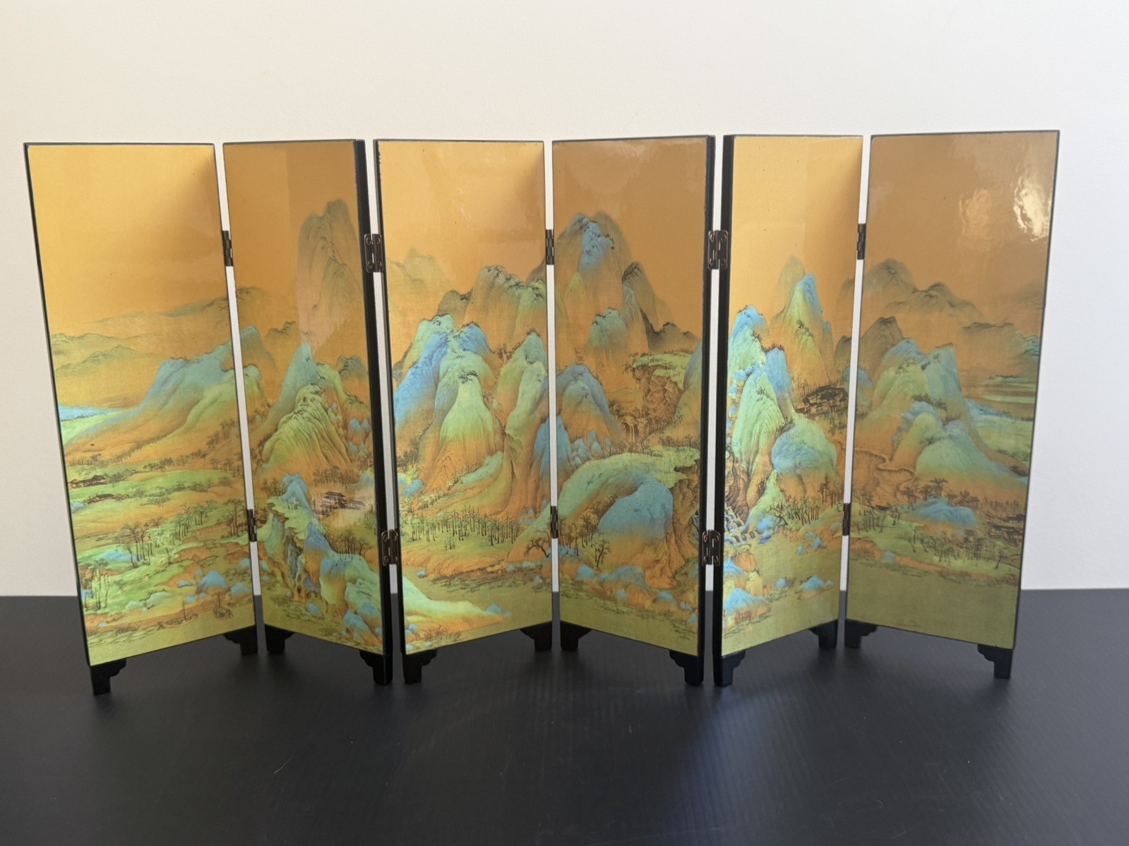 Chinese Small 6 Panel Screen “Thousands Of Miles Of Rivers And Mountains” in Box