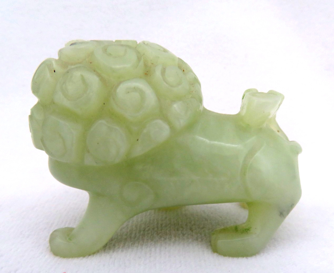Vintage Chinese Carved Green Jade Foo Dog Figurine