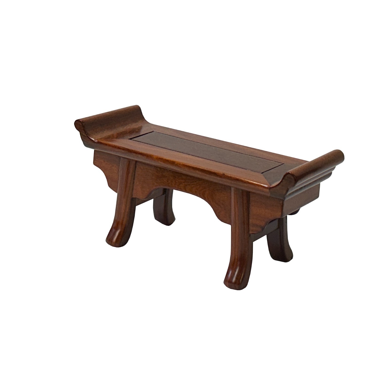 8″ Chinese Light Brown Altar Point Edge Shape Accent Wood Display Stand st1207