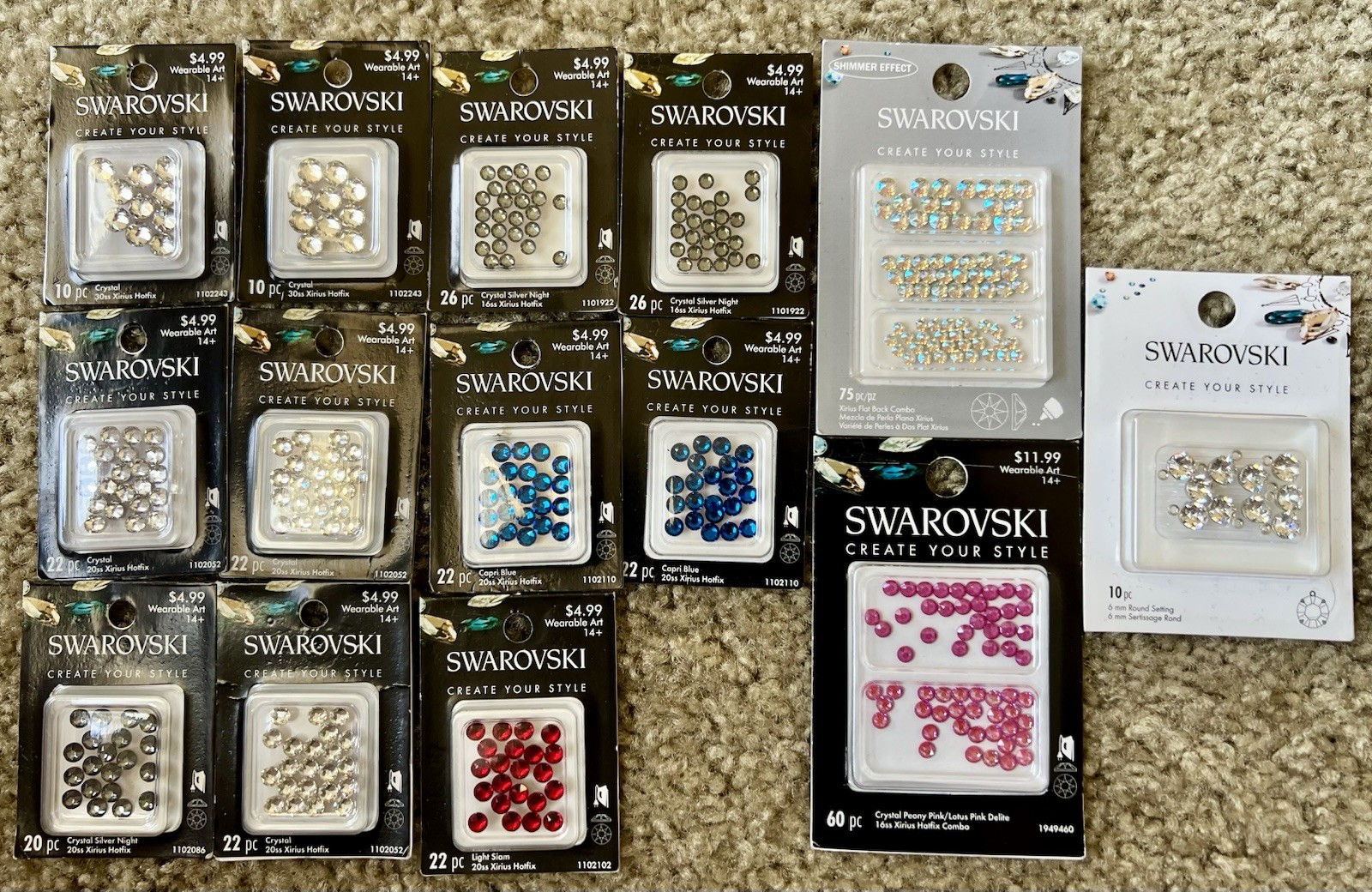 Swarovski Crystals Hotfix Combo Rhinestones Lot, Mixed Colors, Xirius DIY