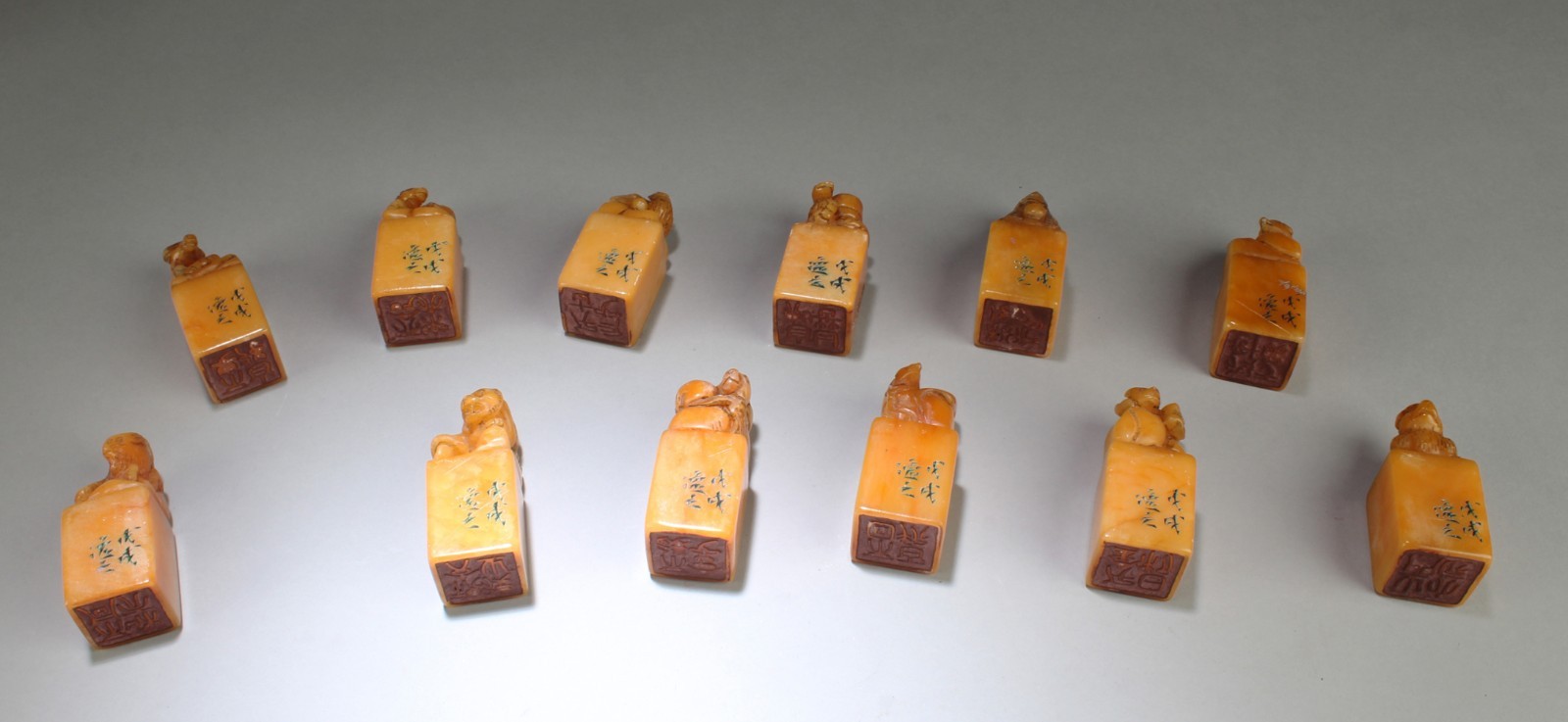 A set of twelve inked chinese zodiac signs or astrological symbol