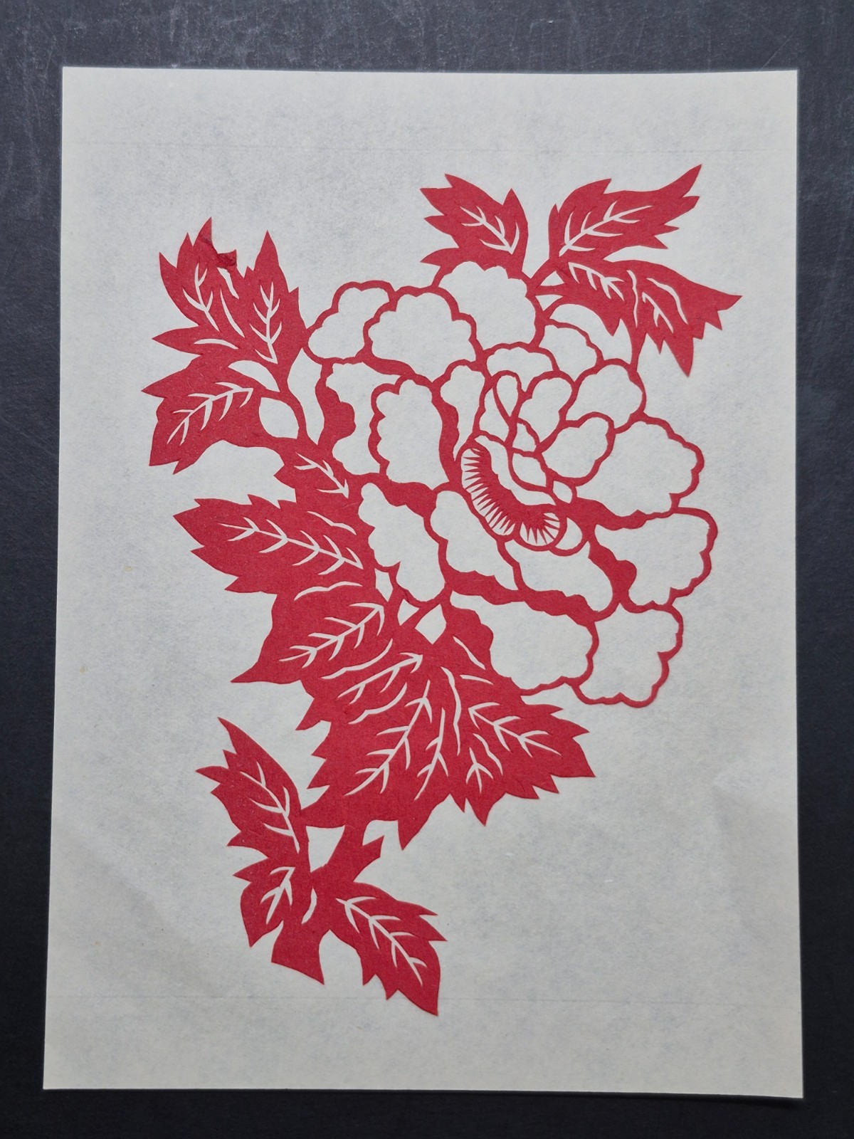 Unused Set of 10 Chinese Folk Art Paper cuts Floral, Fruit basket & fish Design