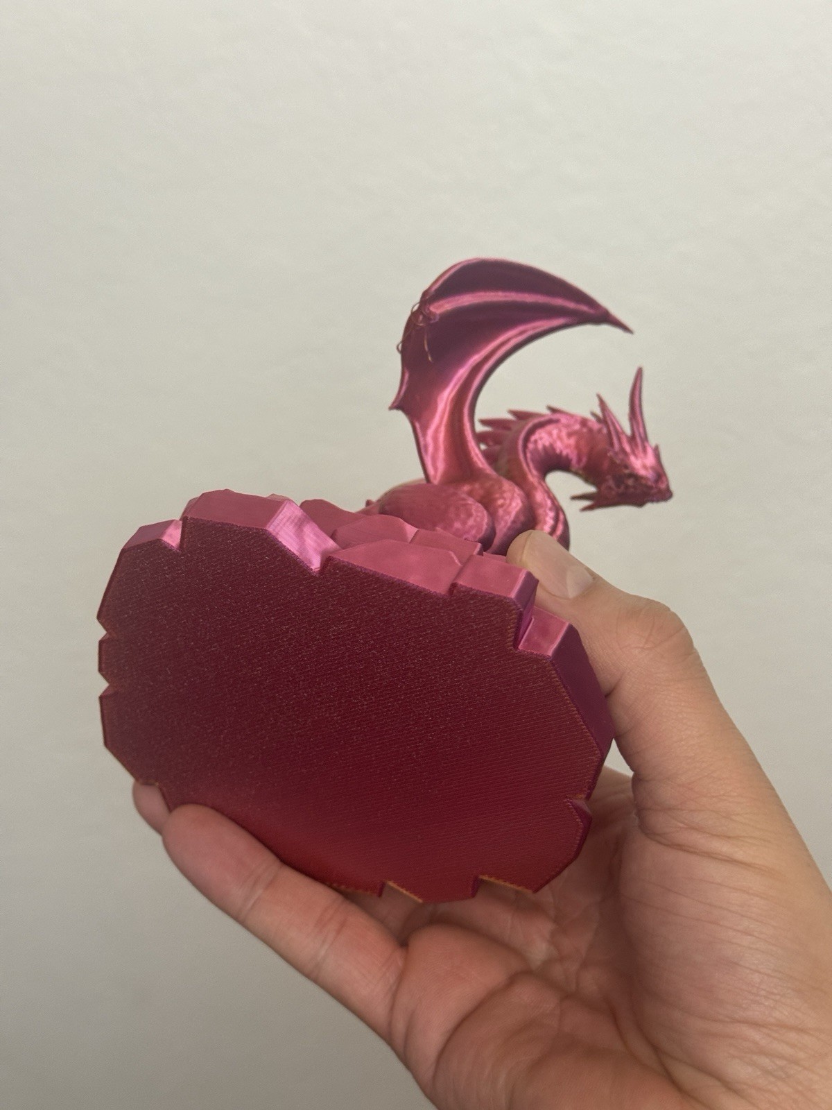 BICOLOR Dragon Figurine (Violet & Gold) Mouth Damaged! – H 6.5” × W 5” × D 4.5”