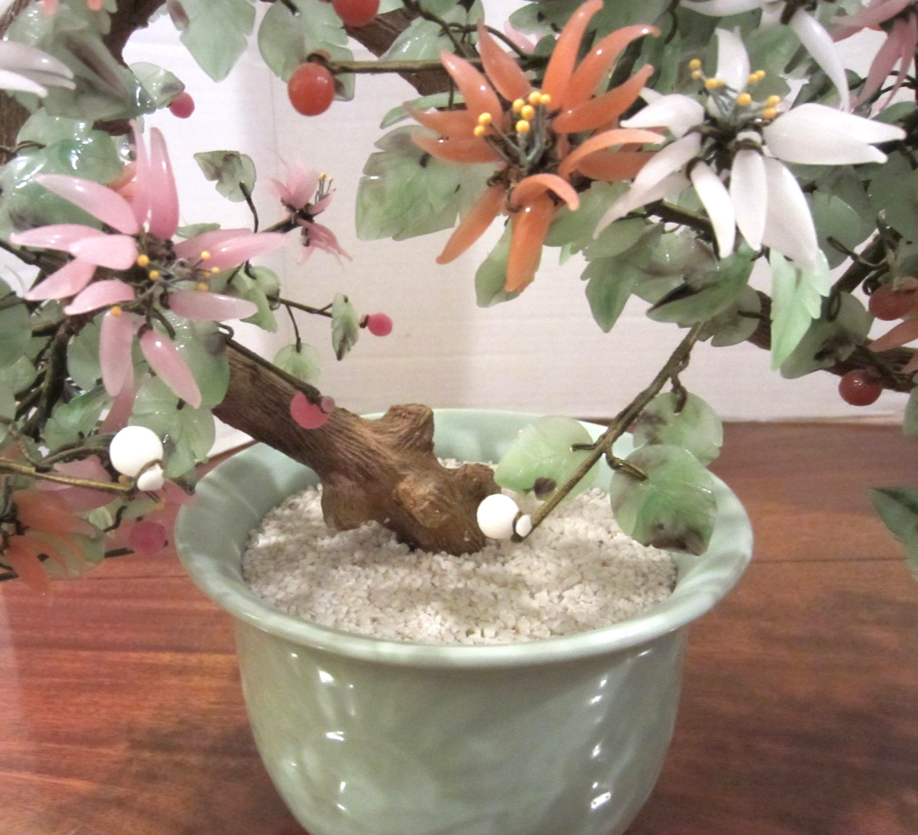 spectacular vintage multi-color flowering glass bonzai tree 31 ” long