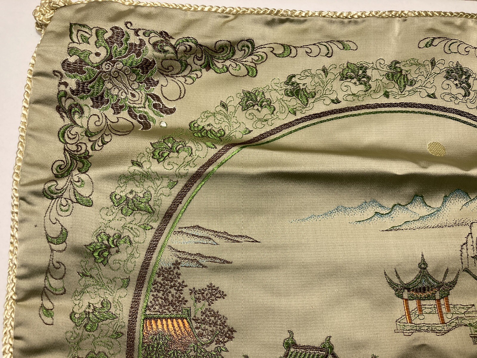 Vintage Chinese Silk Brocade Pillow Covers Tapestry Jin Sheng 18”