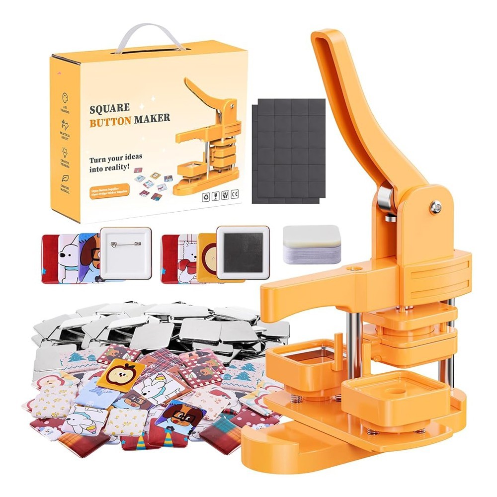55MM/1.97″ Square Button Maker Badge Button Press Machine DIY Fridge Magnet Pin
