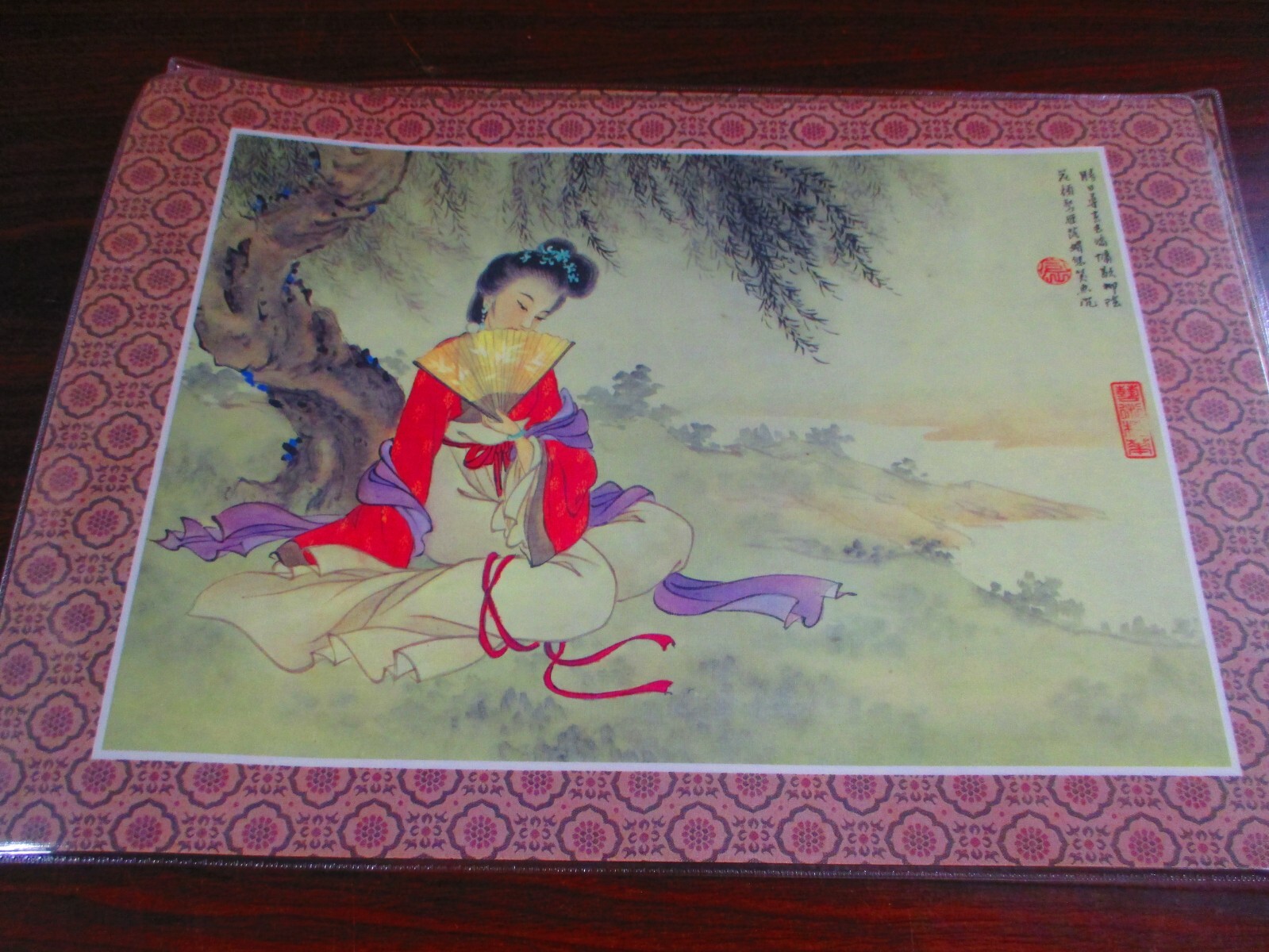 Chinese Traditional Flowers & Birds, 6 Place Mats, Both Sides Shown, NIB