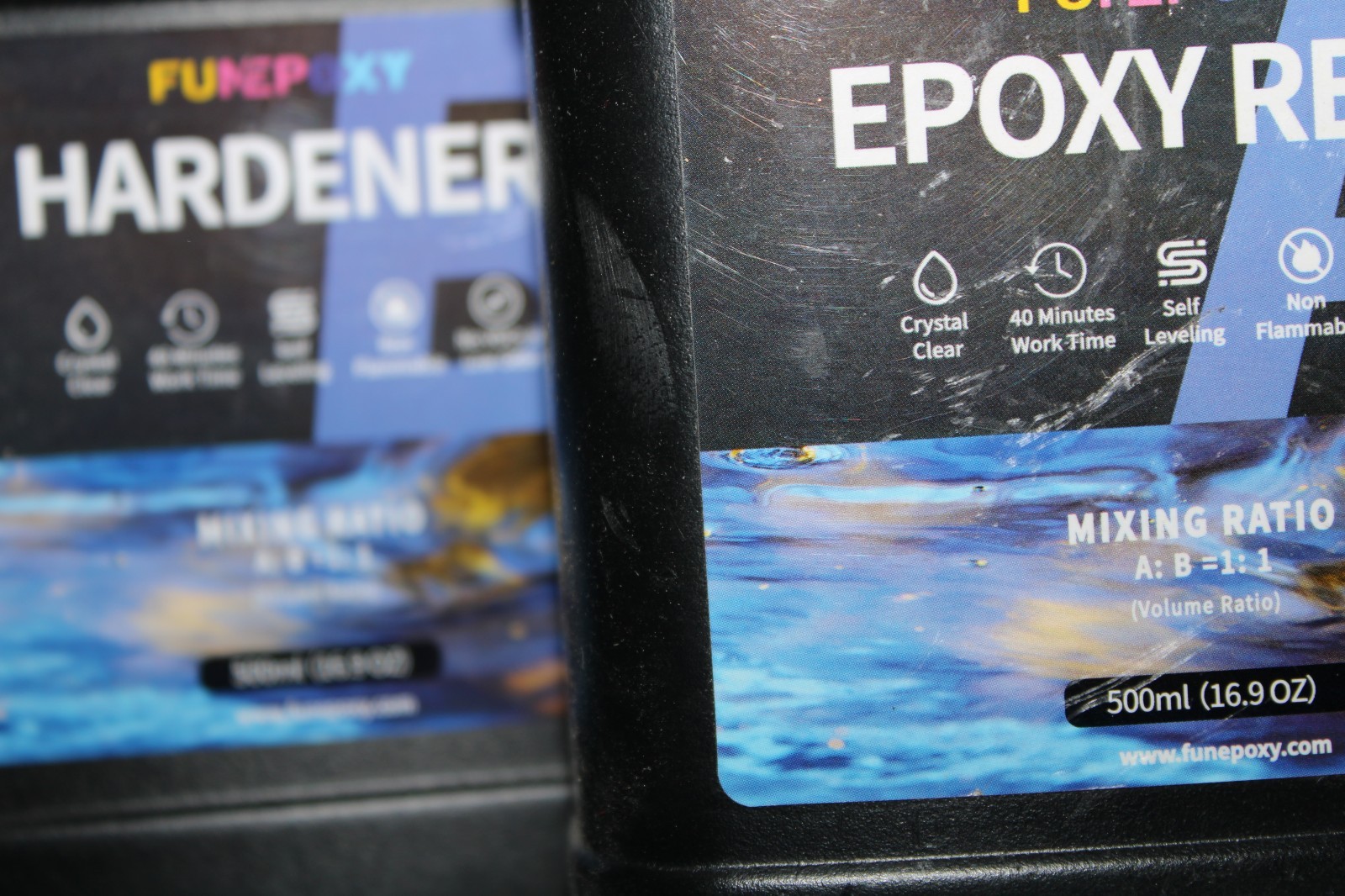 Funepoxy Crystal Clear Epoxy Resin & Hardener Kit For Table Top 500mL Bottles