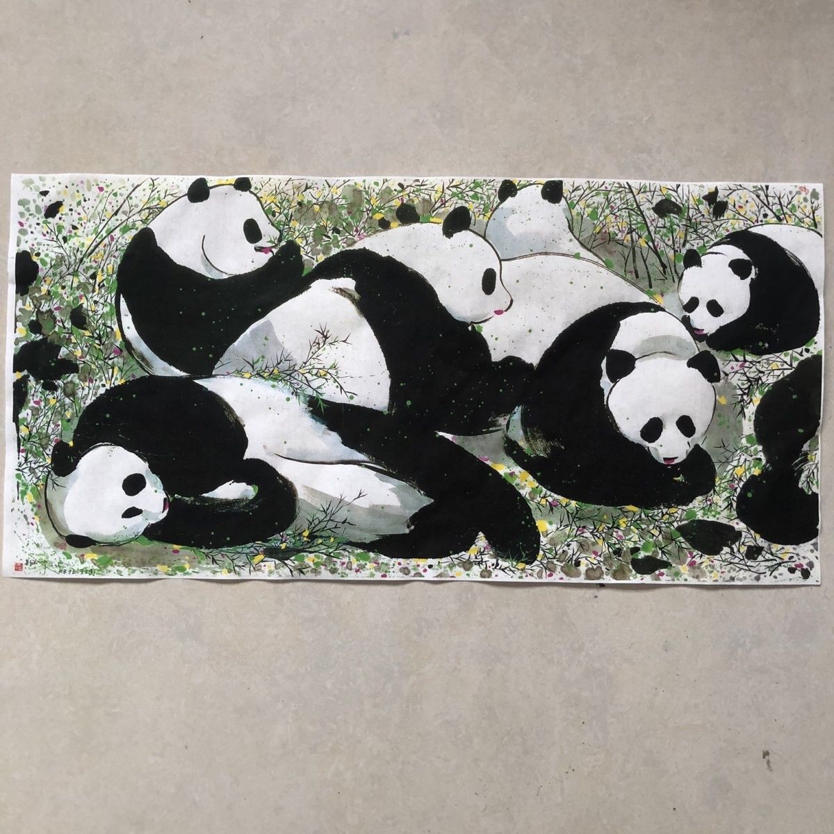 Chinese Panda Painting Scroll Unframed Wall Art Print Home Decor Decor