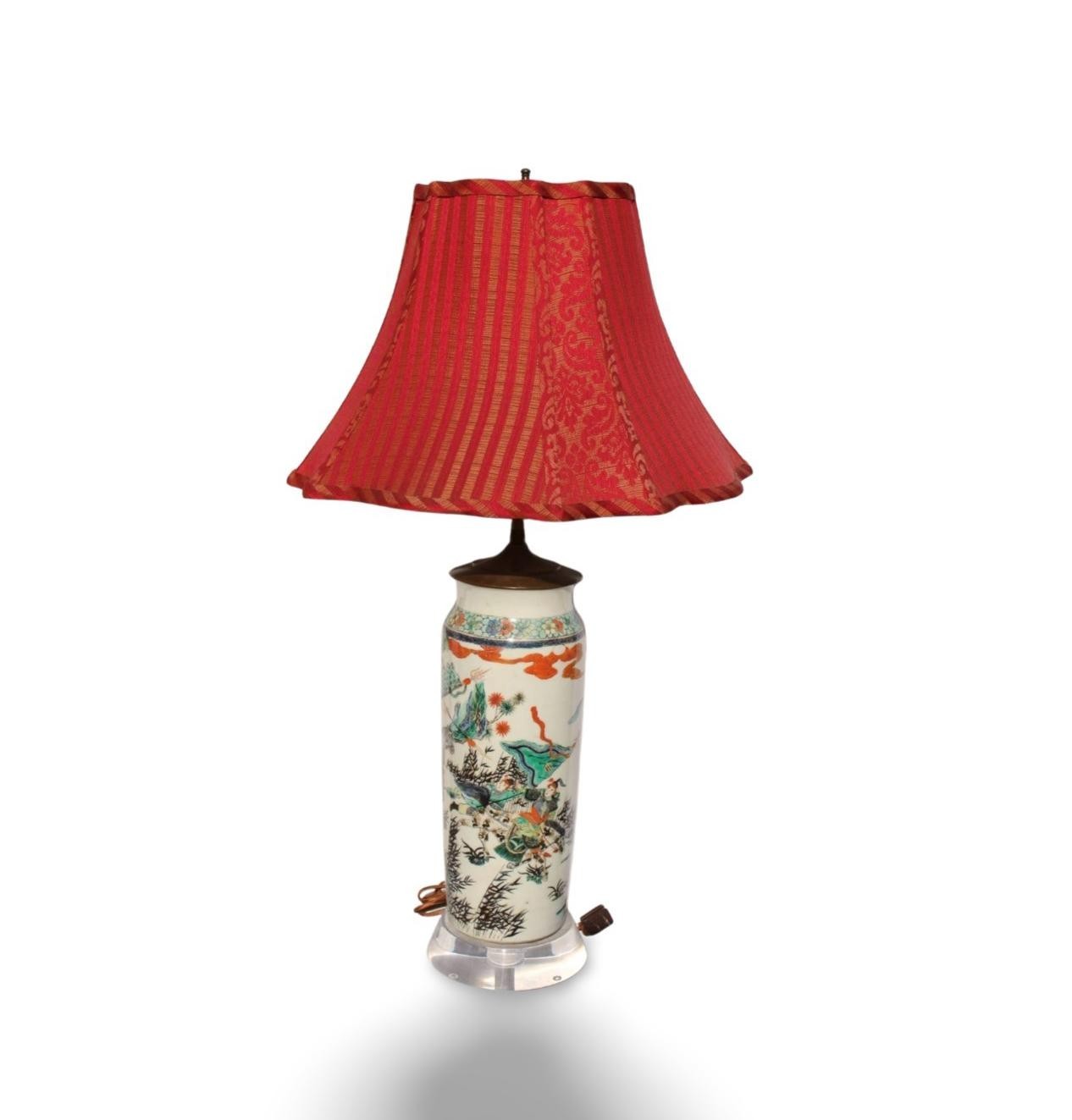 An Pair of Antique Porcelain Table Lamps