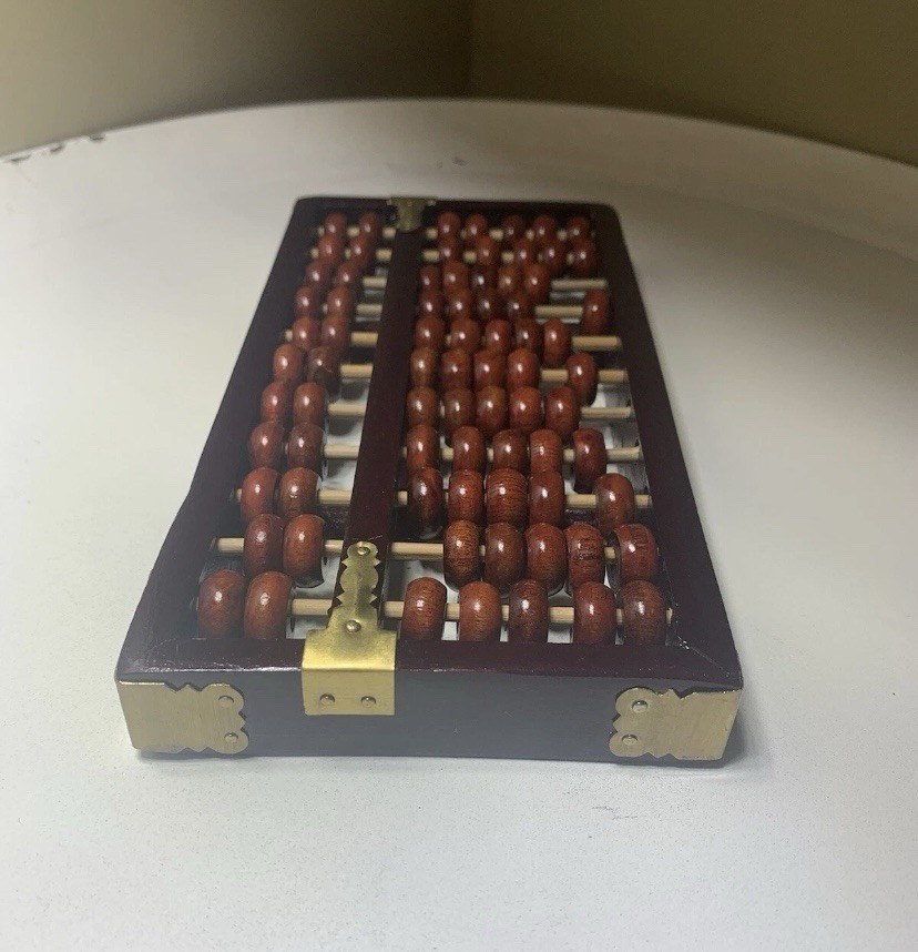 Diamond Brand Chinese Wooden Abacus with Brass Accents Made in China