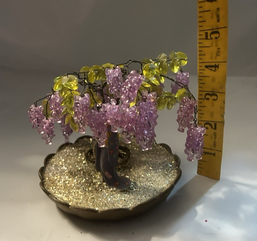 Vintage 1975 Walco Geisha GirlBead & Wire Purple W Purple Bonsai Tree Garden