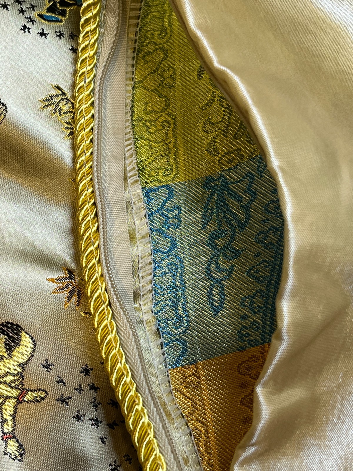 Vintage Chinese Silk Brocade Pillow Covers – Hand Embroidered – 17″ – Children