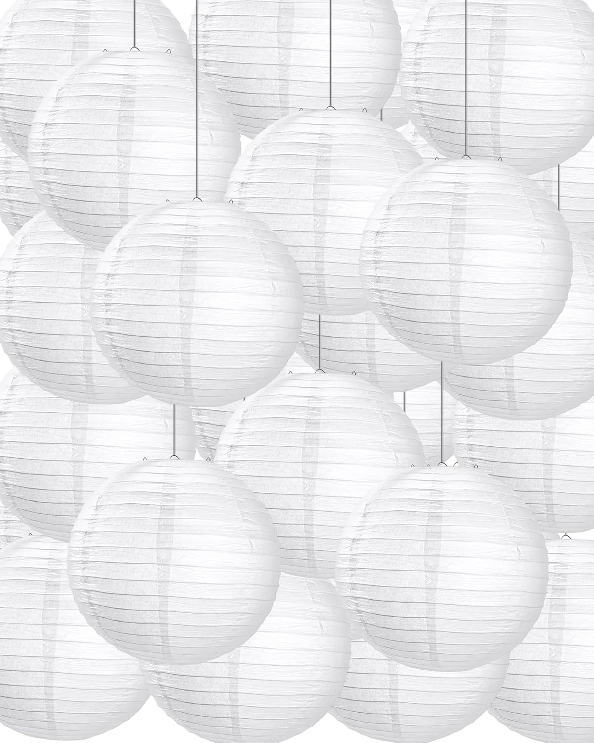 30 Pack White Chinese Japanese Paper Lanterns Decorative Hanging round Paper Lan