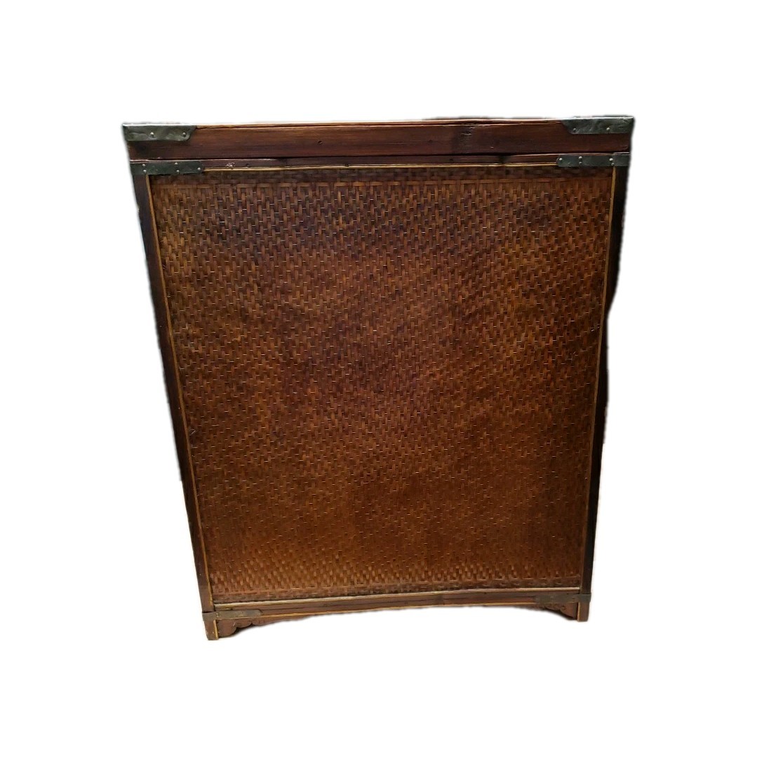 Asian Chinese Woven Portable Wedding Chest Antique Bird Box Linen Chest Wooden