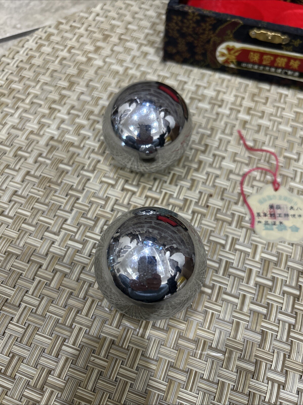 Vintage Shou Xing Chinese Boading Iron Balls ~ Chiming Meditation Wellbeing