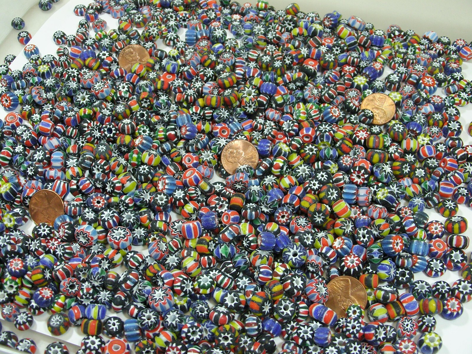 2 Pounds Assorted India Handmade Chevron Glass Spacer Beads Bulk Lot (PMP-21)