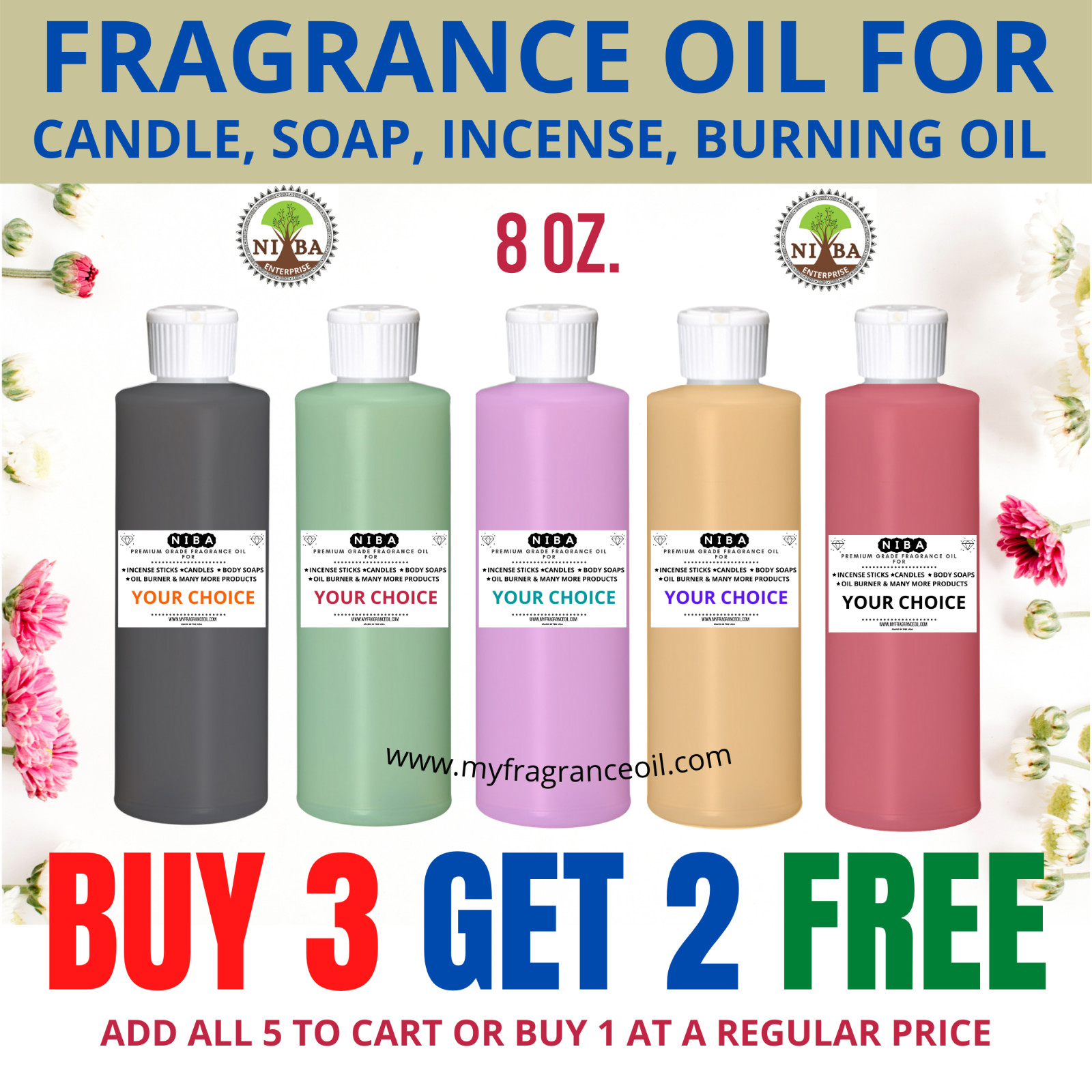 DIY Fragrance Scented Oil for Soap Burning Bath Bomb Candle Incense making 8 oz.