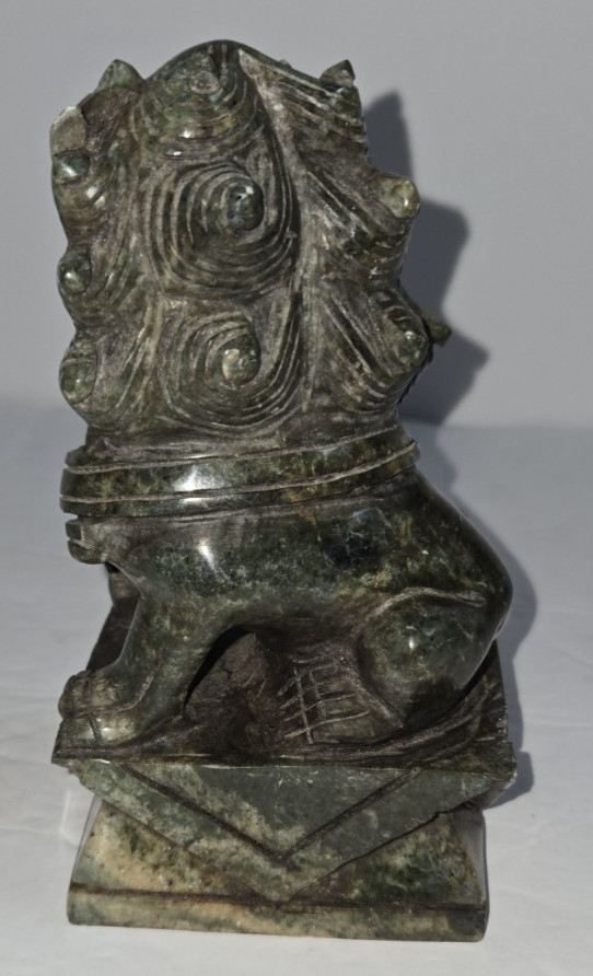 Vintage Hand Carved Jade Foo Dog Foo Lion Sculpture Feng Shui Lucky Protection