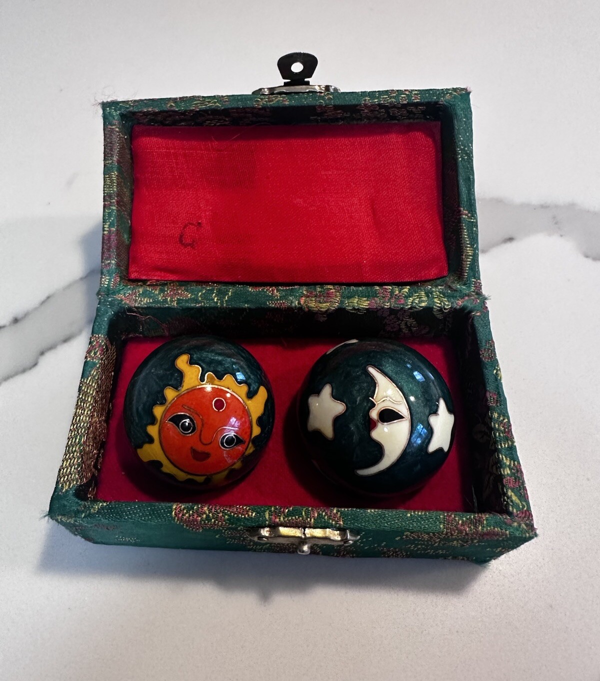 Vintage Iron Ball Health Set Moon 🌙 Sun 🌞Musical Baoding Balls Stress
