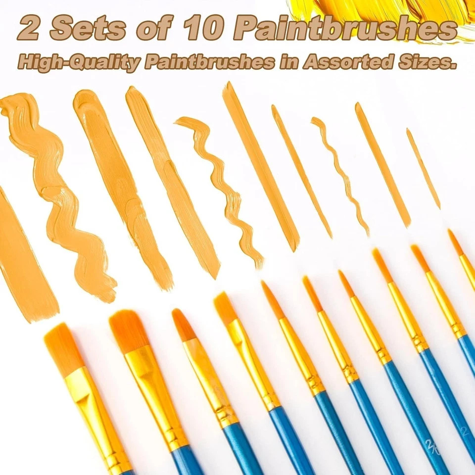 Acrylic Paint Set, 24 Colors 0.4 oz/Bottle with 12 Art Brushes, Art Supplies