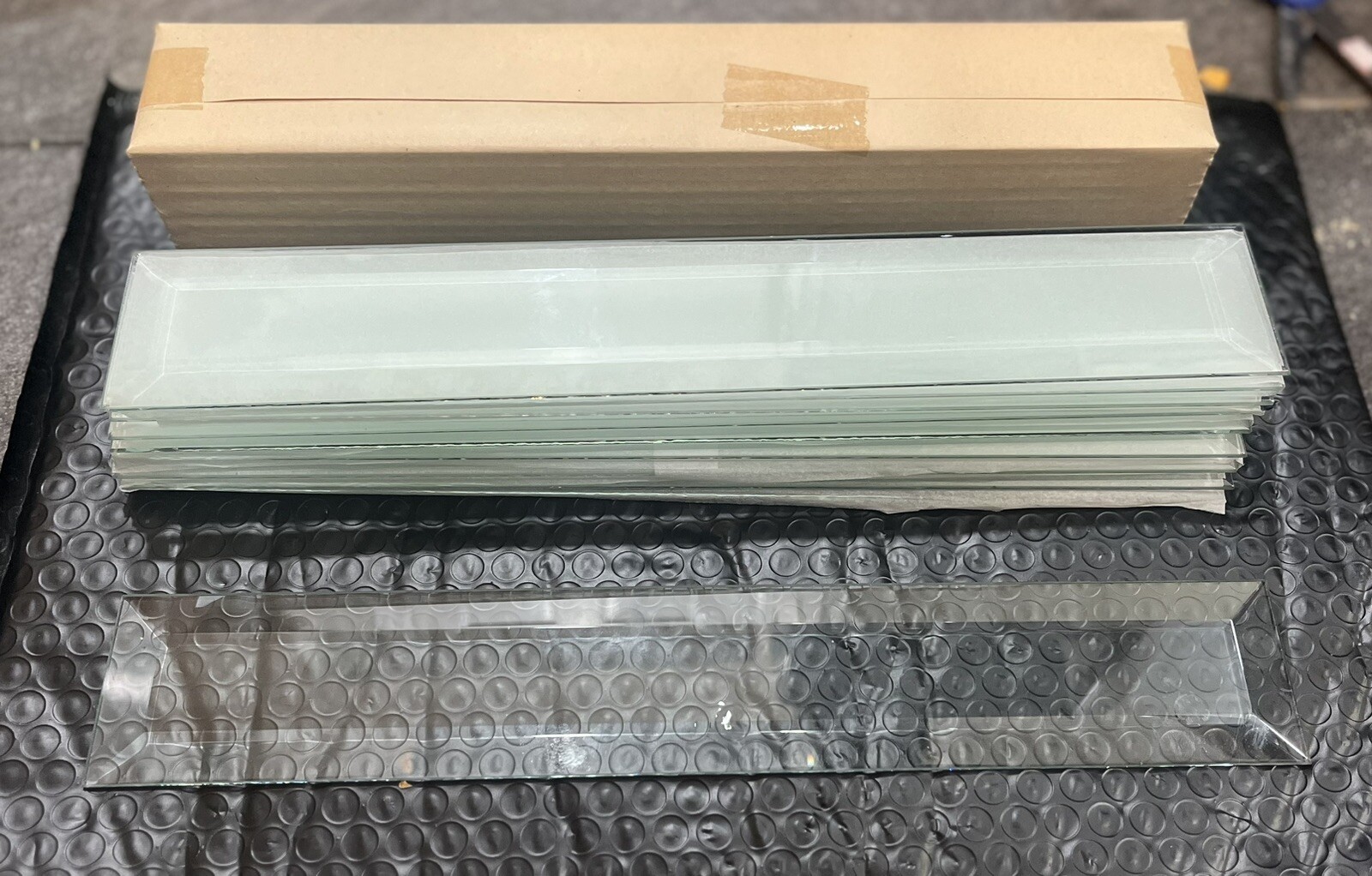 2×12 Inch Clear Rectagle Beveled Glass- 10 pieces