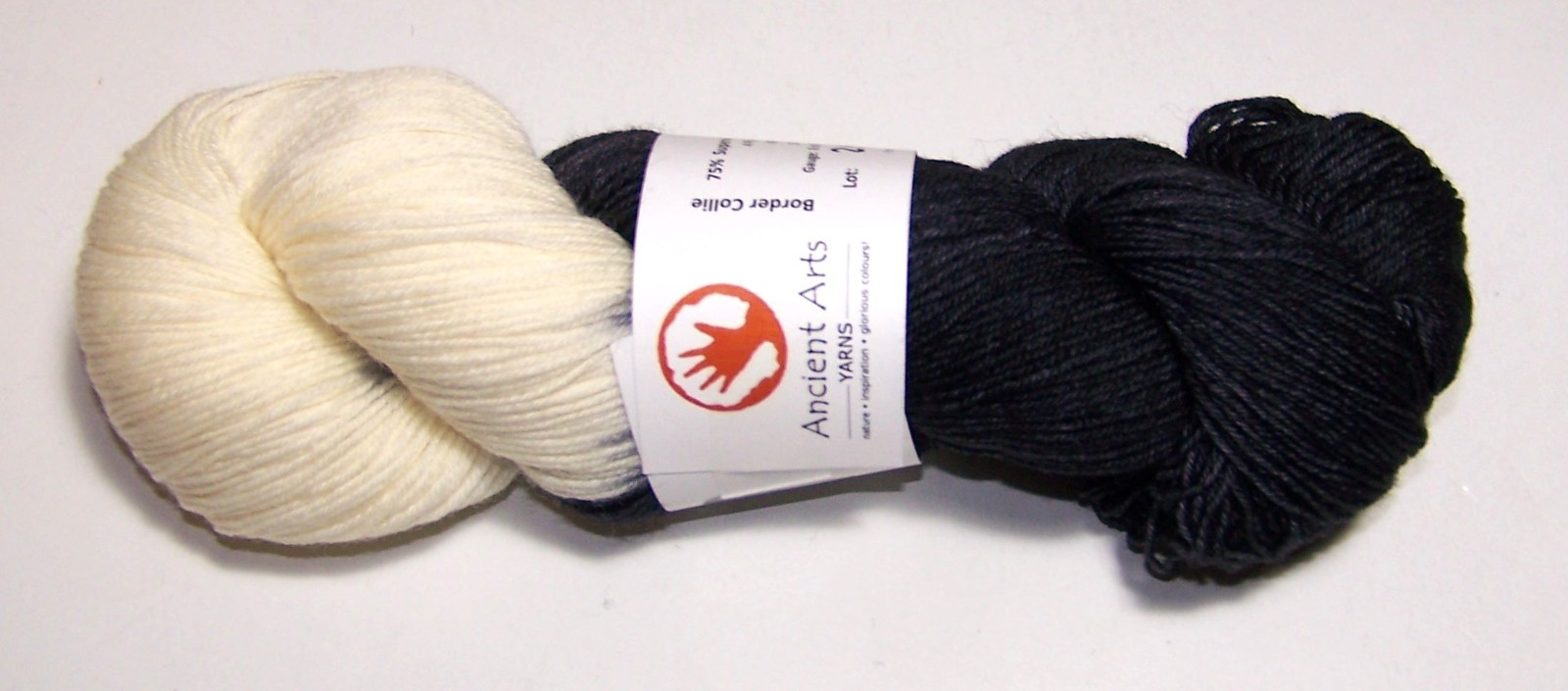 100g of Ancient Arts Superwash Wool & Nylon Sock Knitting Yarn BORDER COLLIE DOG